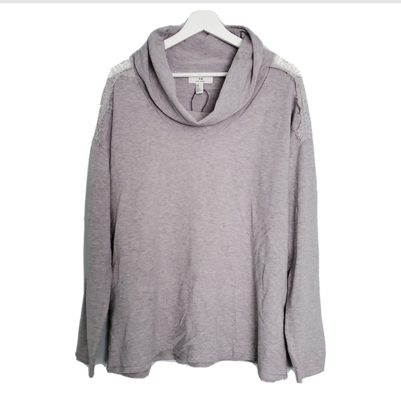 NEW Halston Gray Lace Mix Sweater - Picture 2 of 5